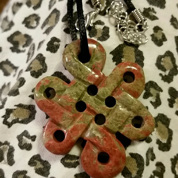Confidence Accessories - Unakite Chinese knot pendant *